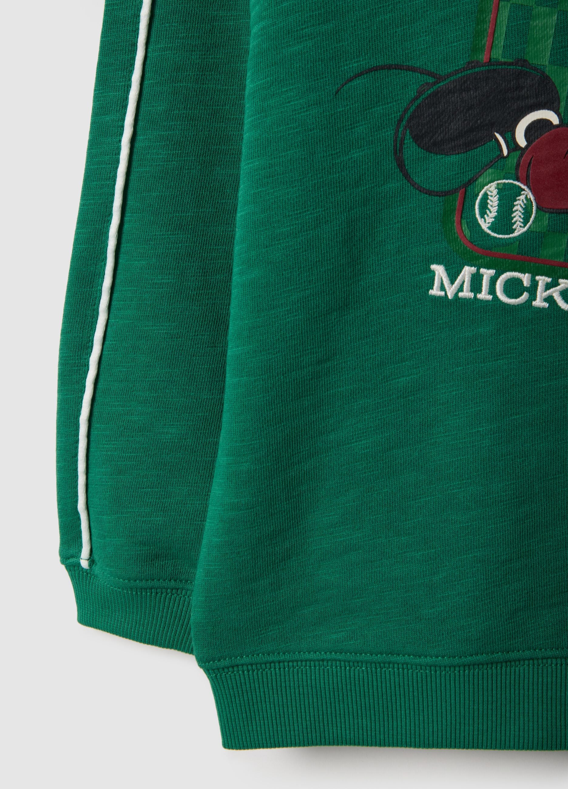Regular fit green pure cotton kids' sweatshirt with Mickey Mouse print