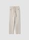 Beige stretch cotton trousers regular fit_4