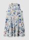 White pure cotton dress with floral print and V-neck, oversized fit_4