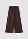 Brown wide-leg trousers in stretch modal with drawstring_0