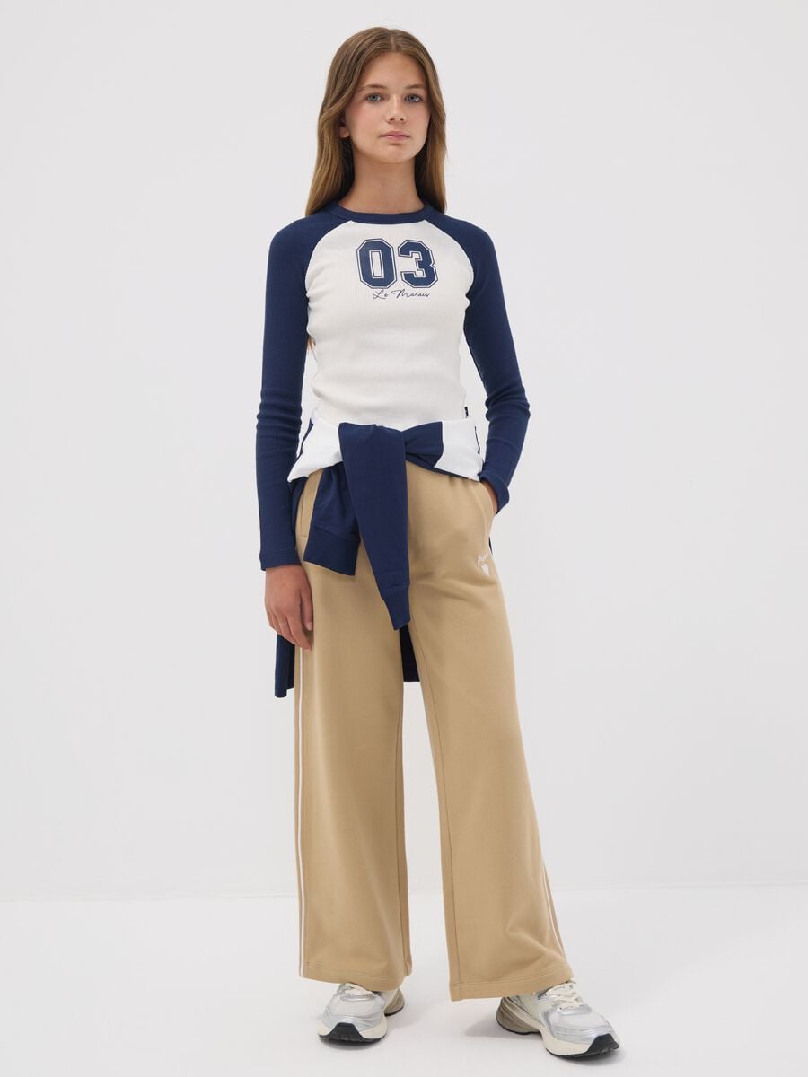 Girls&rsquo; beige wide-leg pure cotton trousers_0