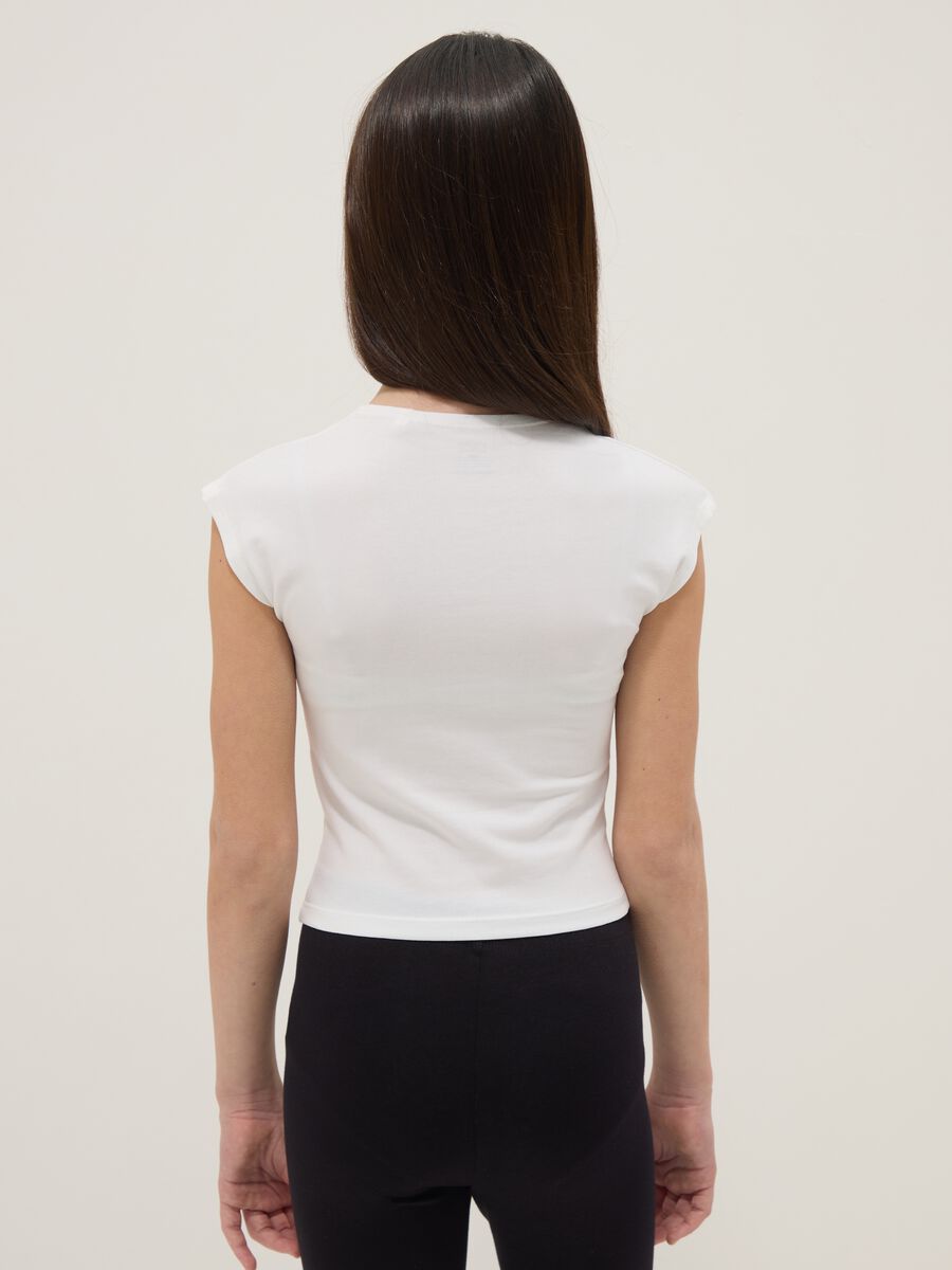T-shirt in cotone elasticizzato bianca da ragazza slim fit_1