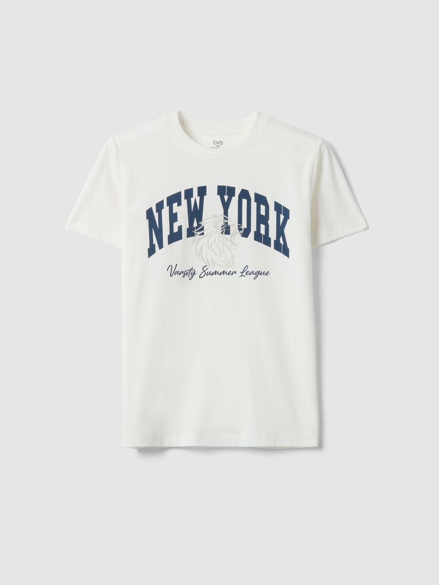 T-shirt in puro cotone bianco da ragazzo regular fit con stampa_3
