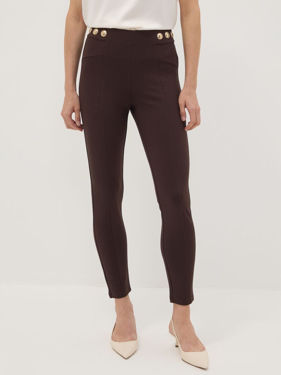 Brown Milano stitch skinny-fit leggings in stretch viscose_1