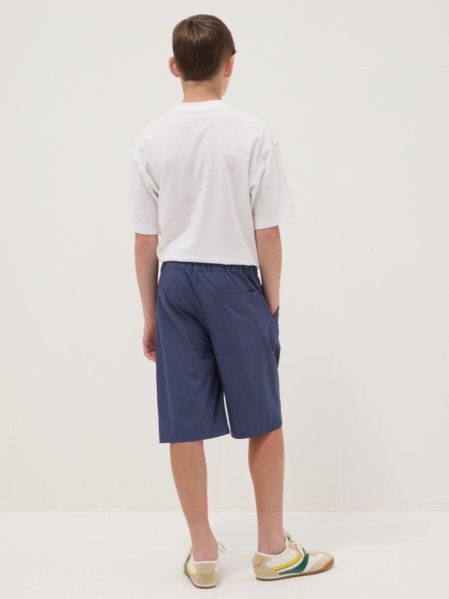 Blue pure cotton shorts with elasticated waist_1