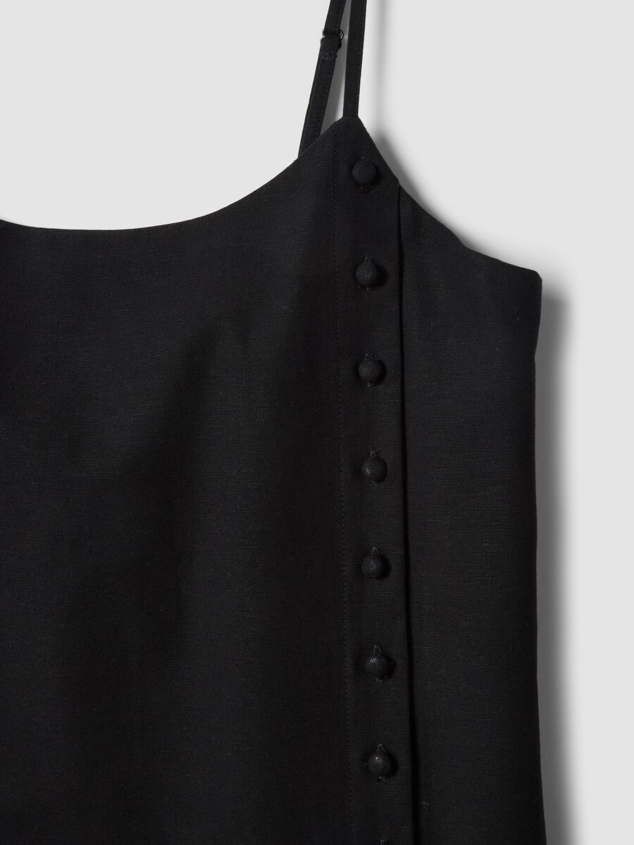 Black slip dress in cotton-linen blend_5