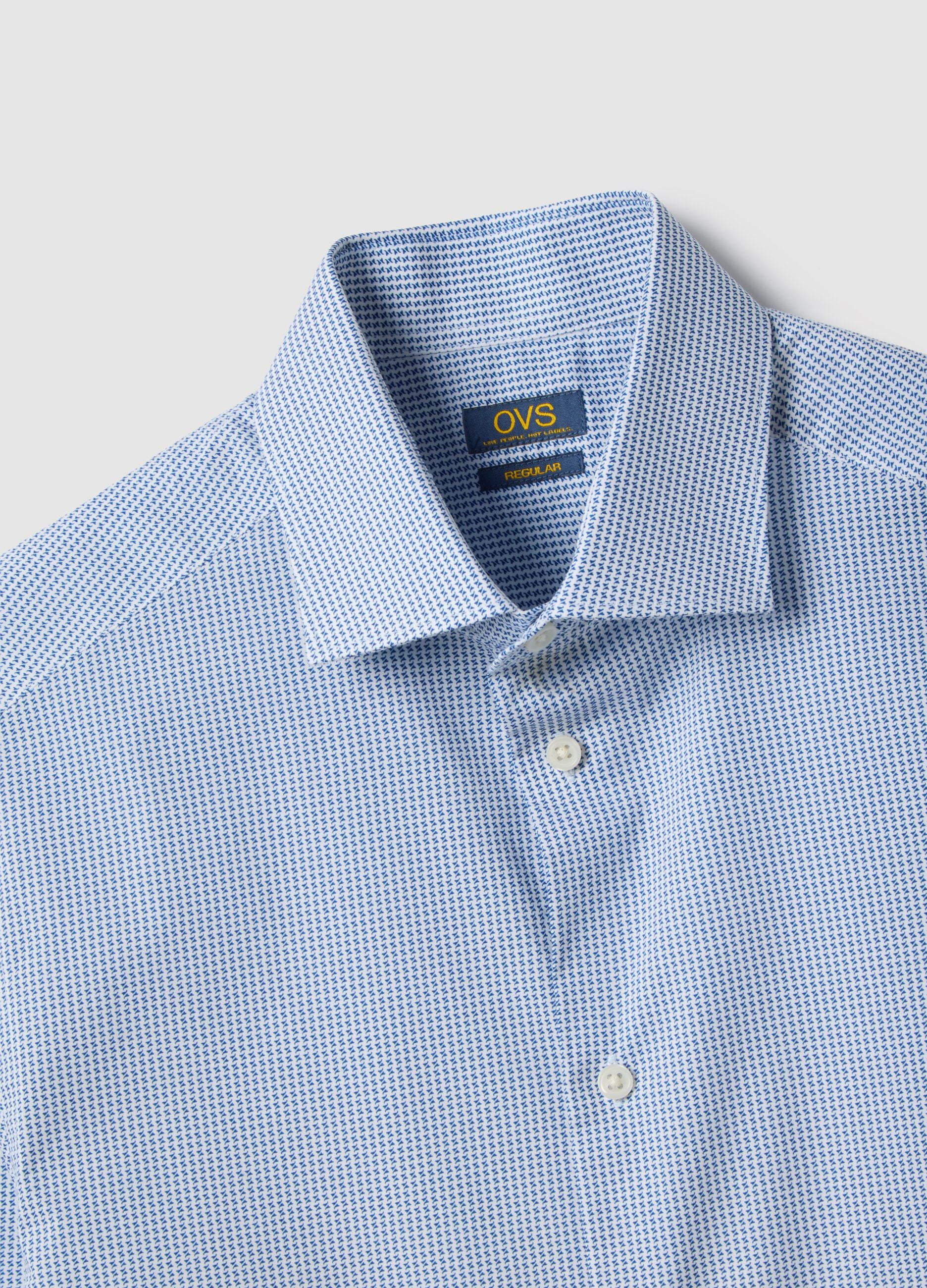 Multicolour cotton shirt with stretch micro-checks regular fit