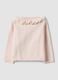 Pink pure organic cotton baby girl cardigan with ruffled collar_1