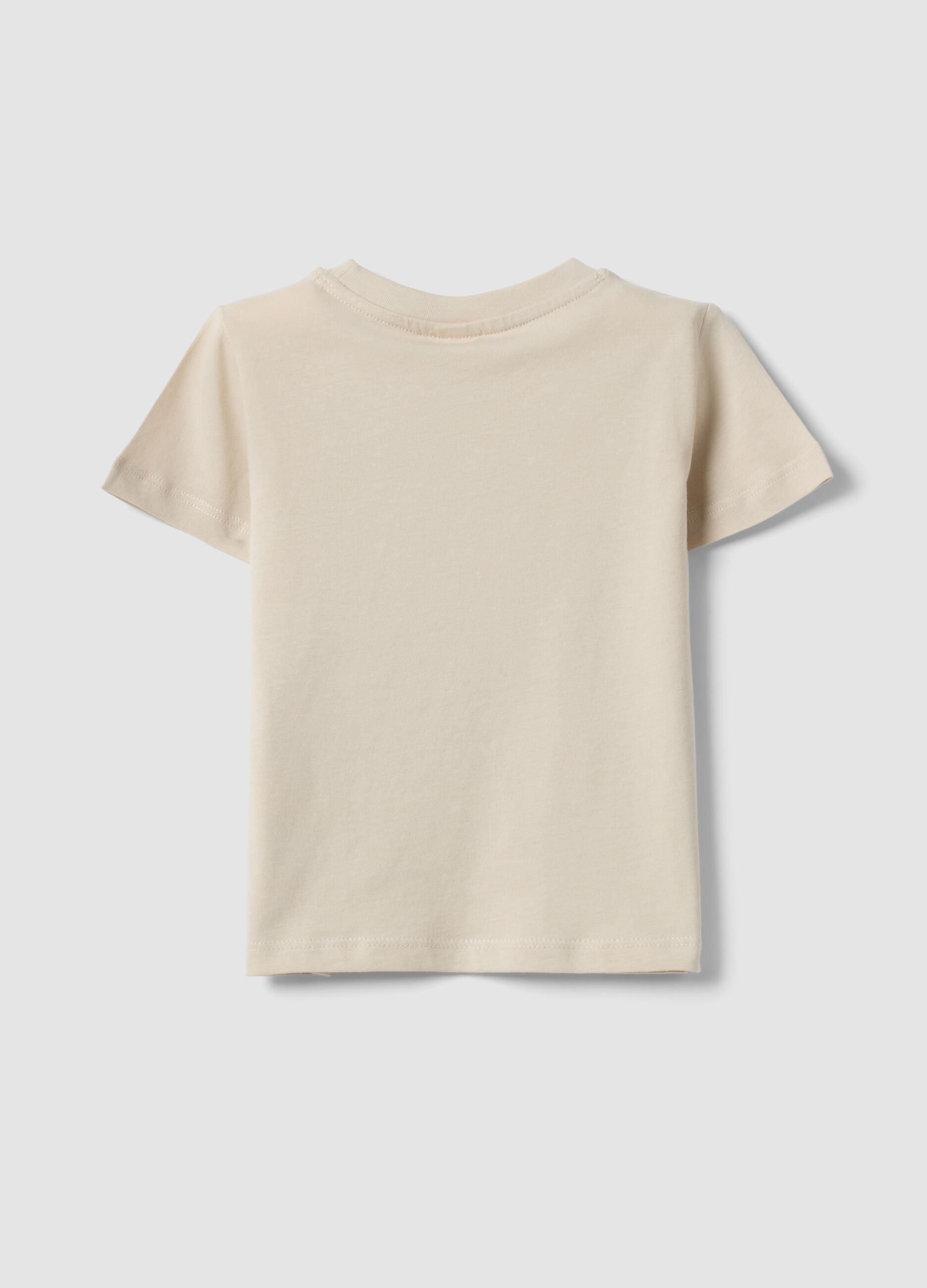 Beige pure cotton toddler t-shirt regular fit with dog print