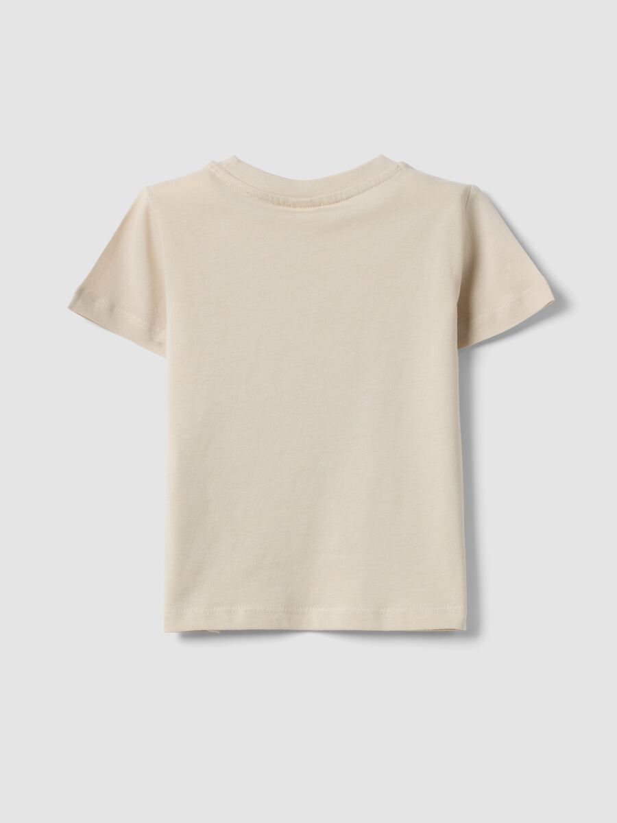 T-shirt in puro cotone beige da bimbo regular fit con stampa cane_1