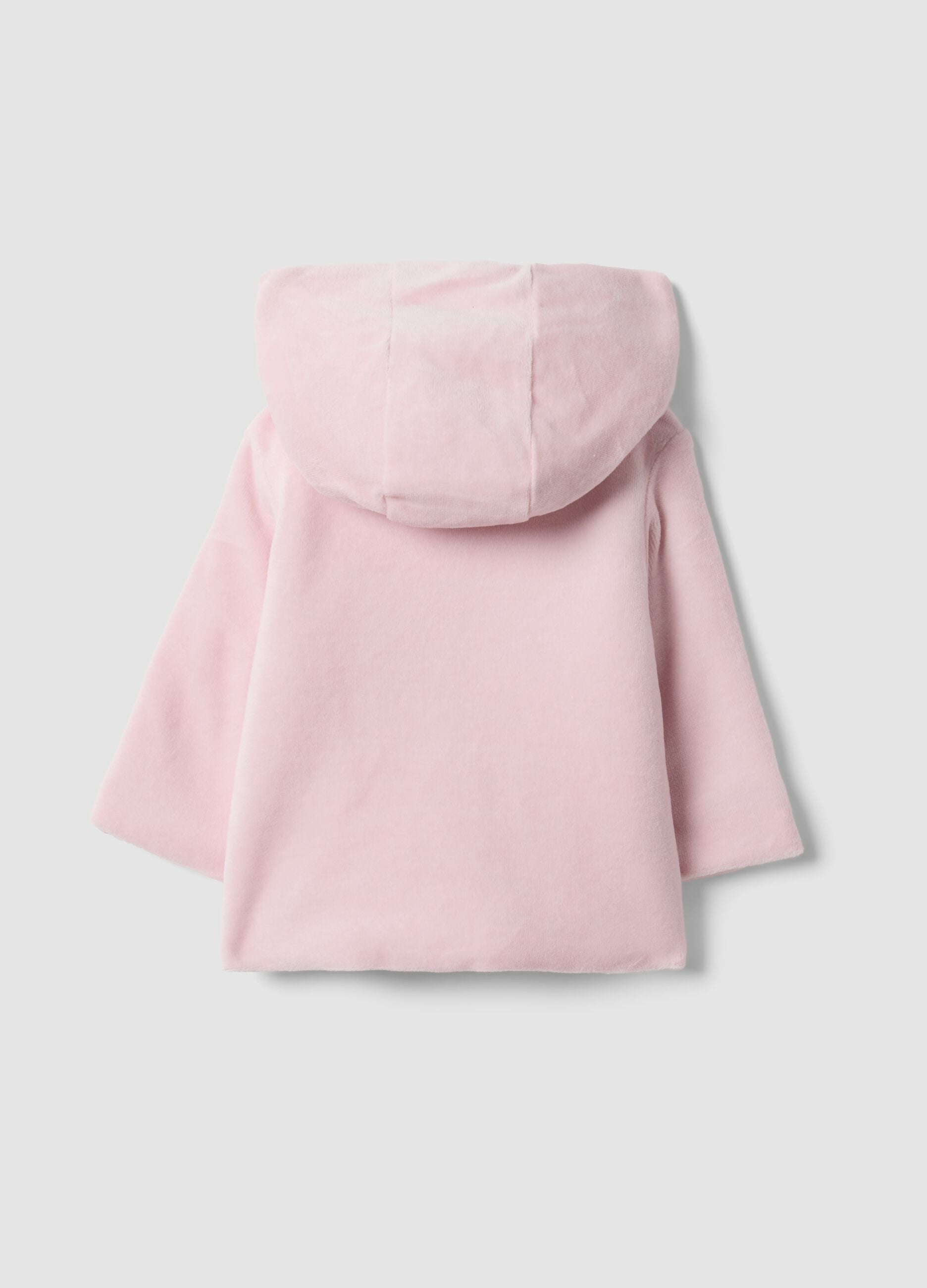 Pink hooded organic cotton-blend jacket with Minnie embroidery for baby girl