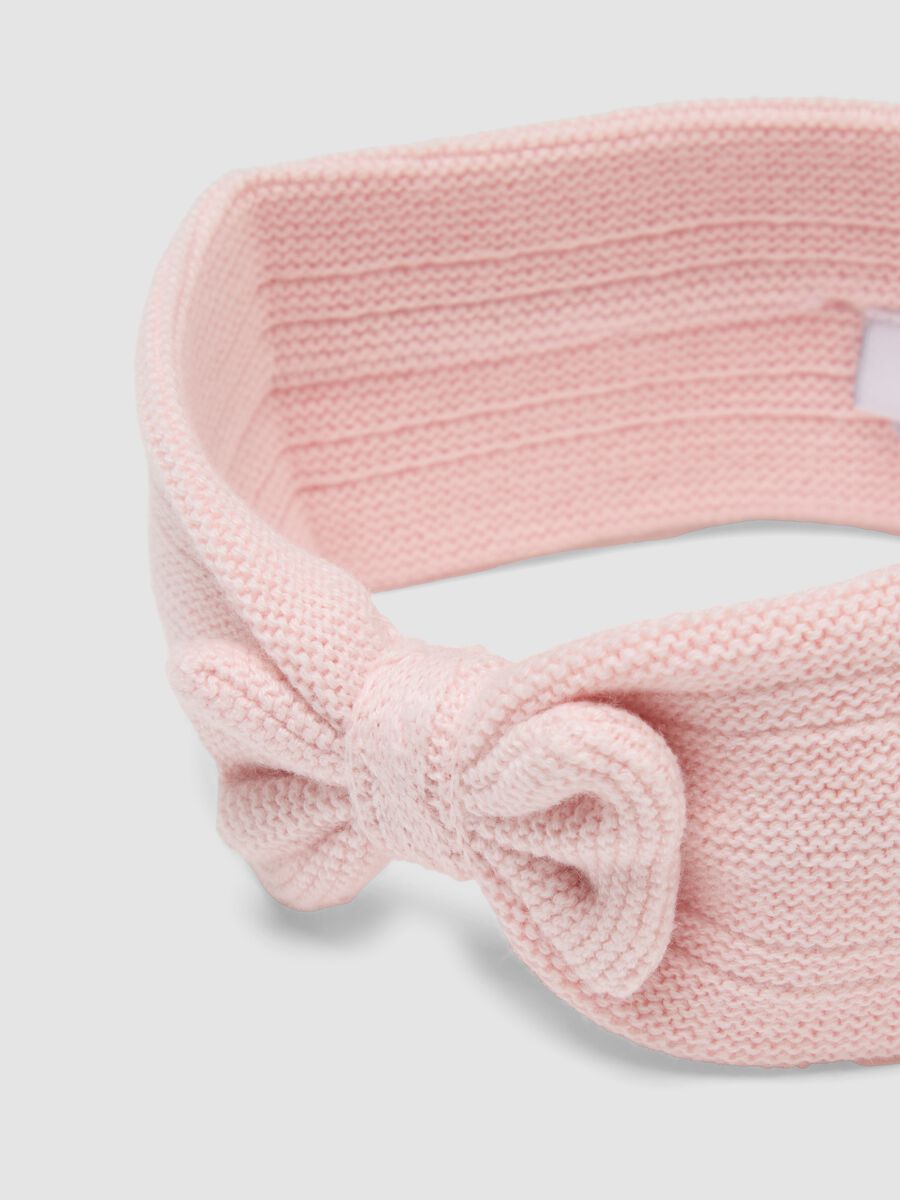 Pink organic cotton knitted headband_1