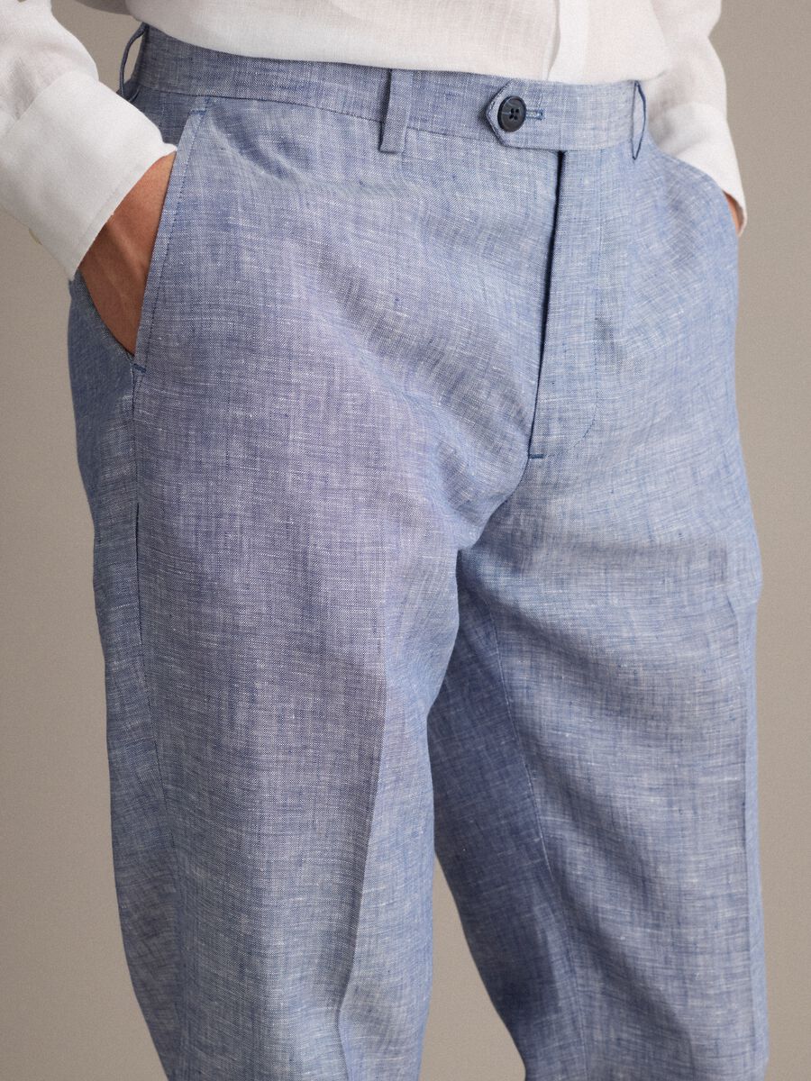 Light Blue Pure Linen Trousers_3