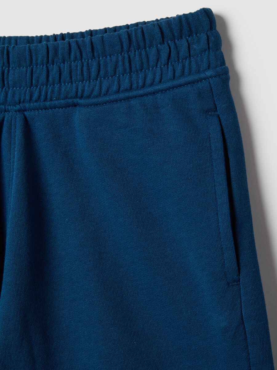 Children's regular fit blue pure cotton short jogger trousers_2