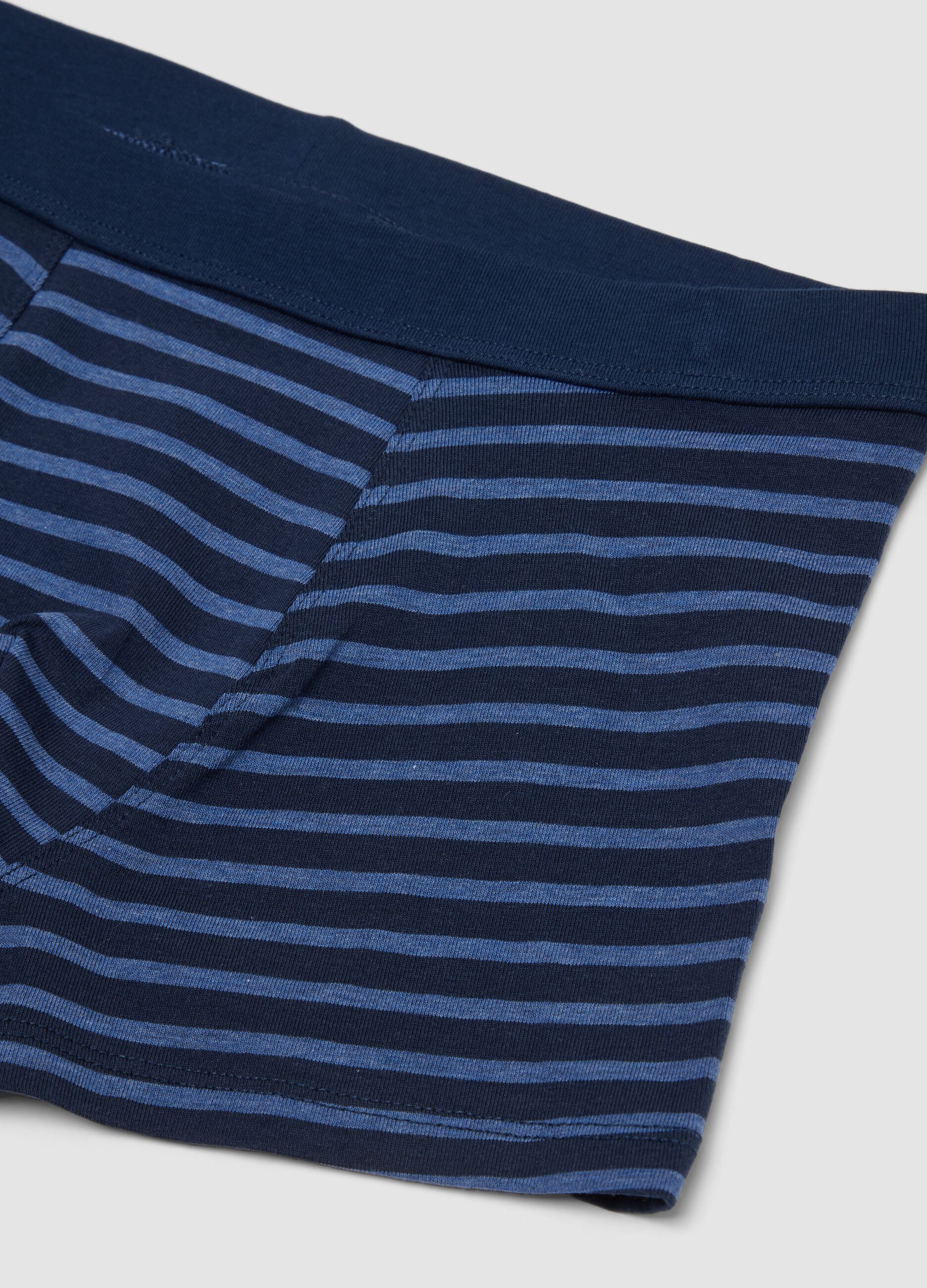 Blue striped organic stretch cotton midi boxer shorts for boys