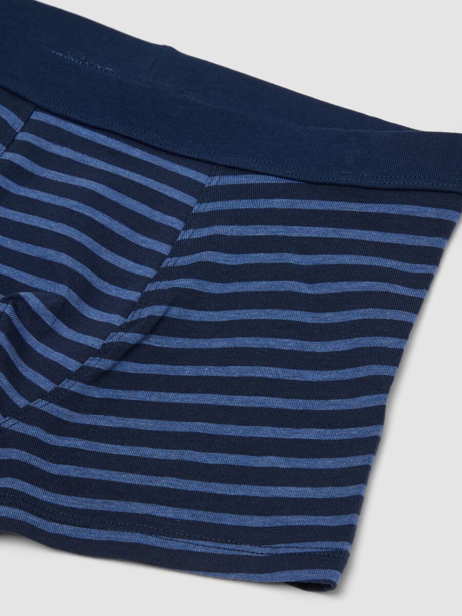 Blue striped organic stretch cotton midi boxer shorts for boys_2