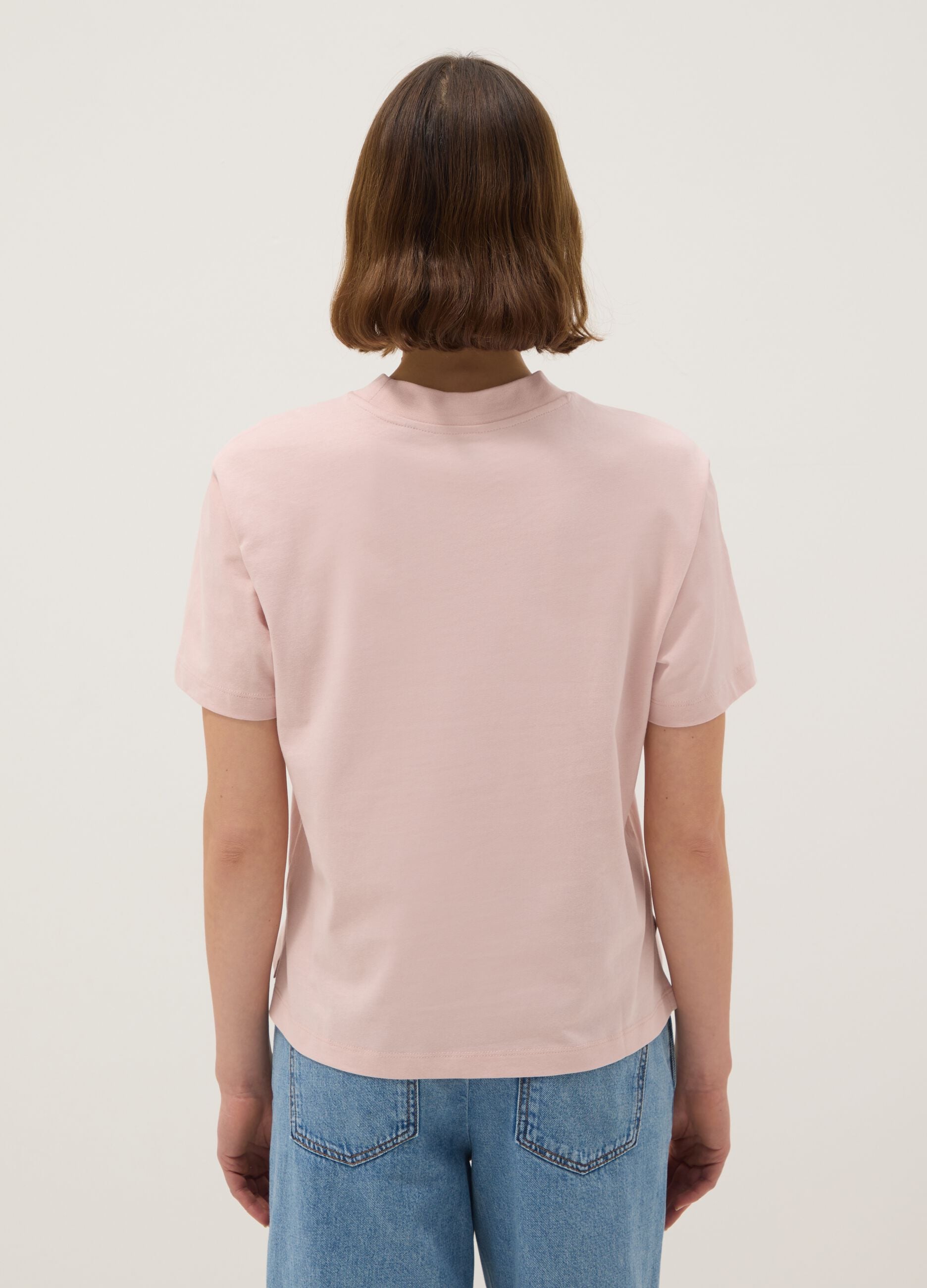 Pink pure cotton T-shirt regular fit