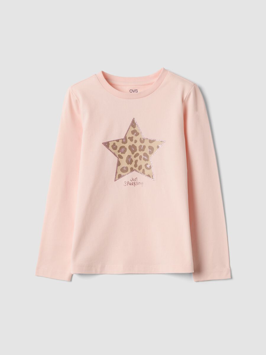 Pink stretch organic cotton crew-neck T-shirt_0