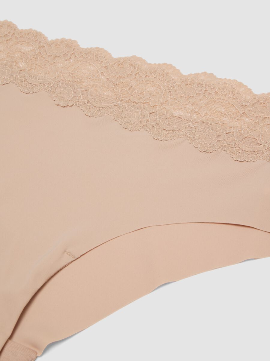 Beige stretch microfibre briefs with lace_6