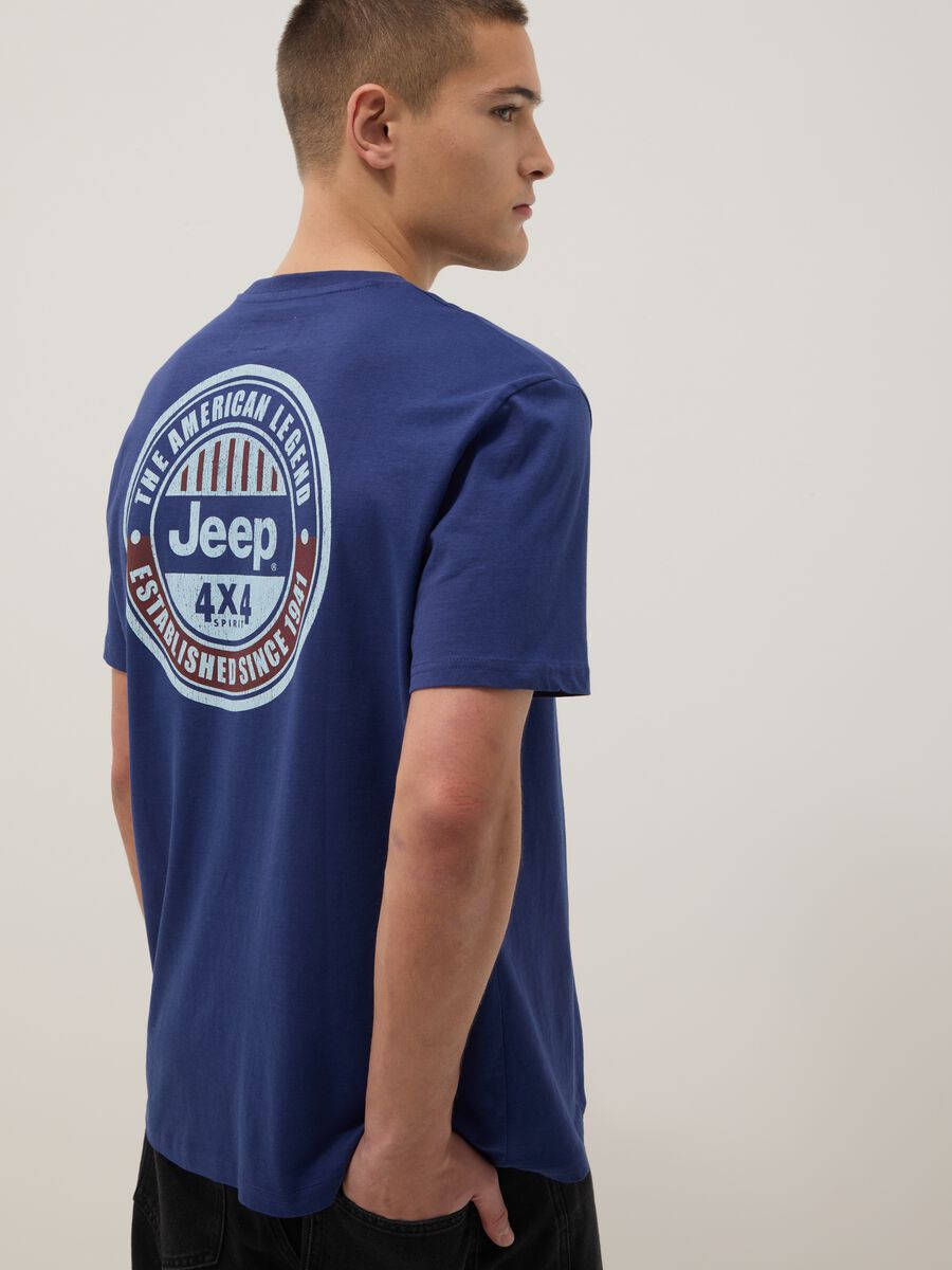 T-shirt in puro cotone blu regular fit con stampa Jeep_1
