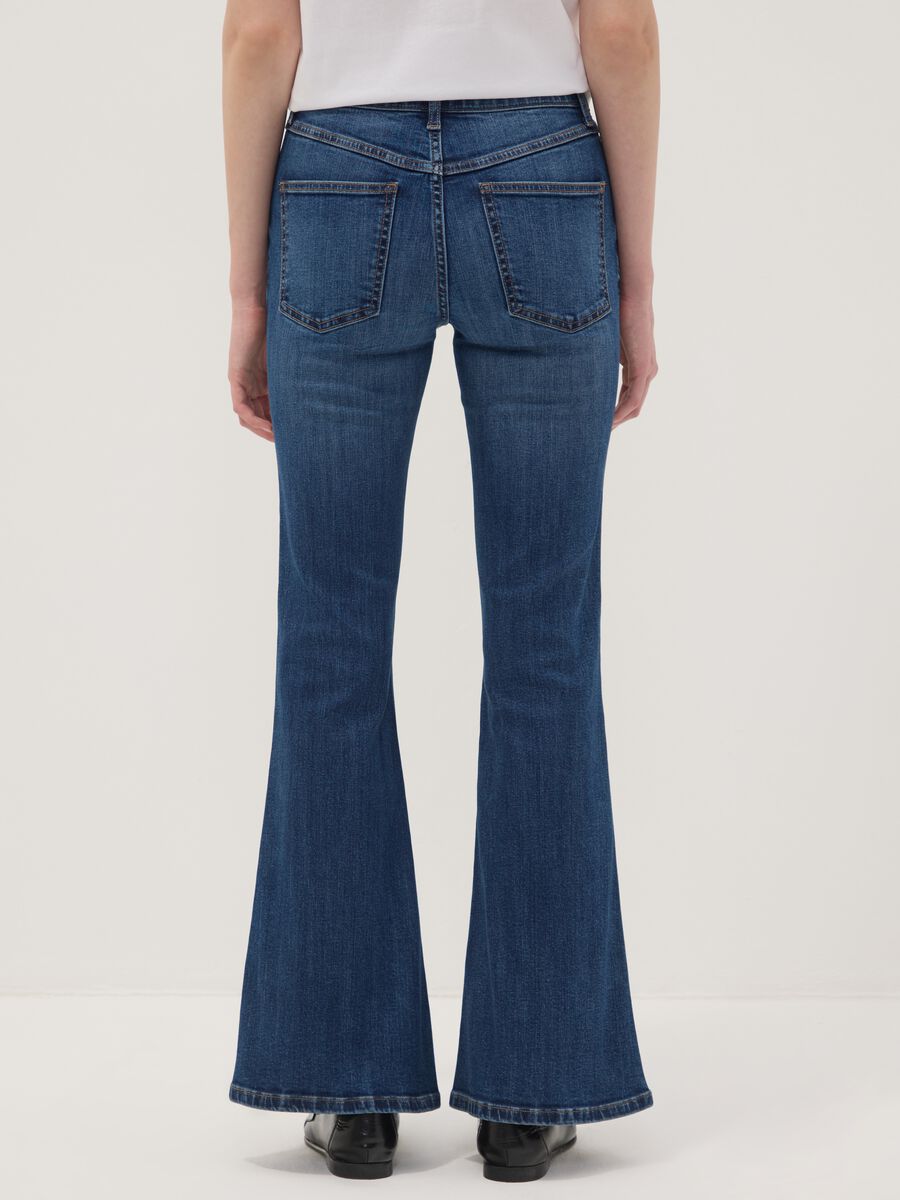 Blue stretch cotton flare jeans_2