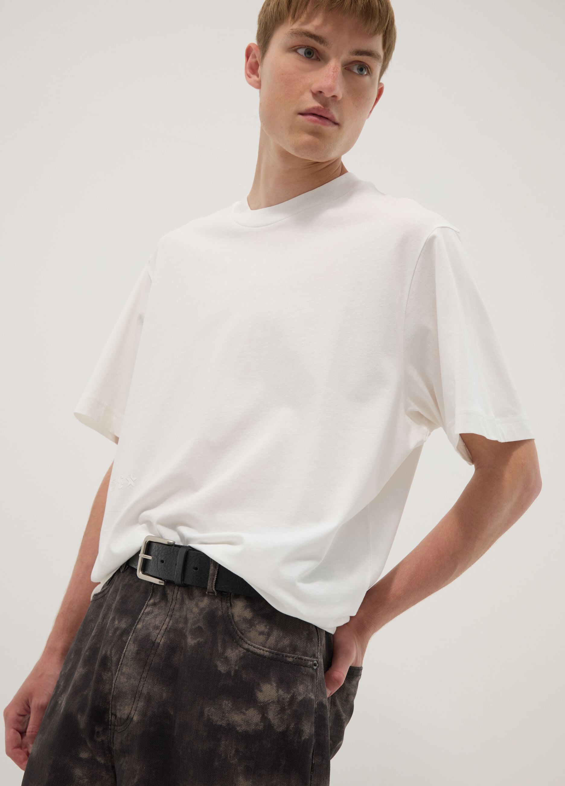 White short-sleeve T-shirt in pure cotton
