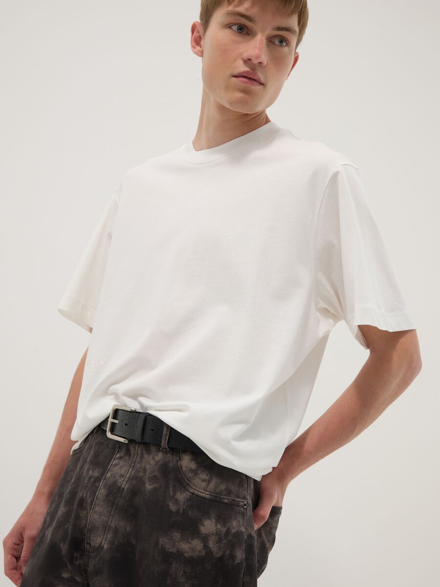 White short-sleeve T-shirt in pure cotton_0