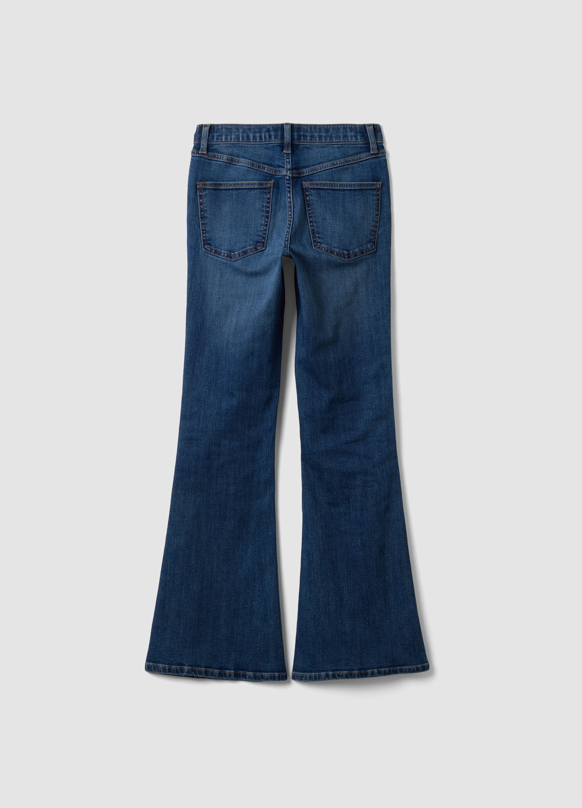 Blue stretch cotton flare jeans