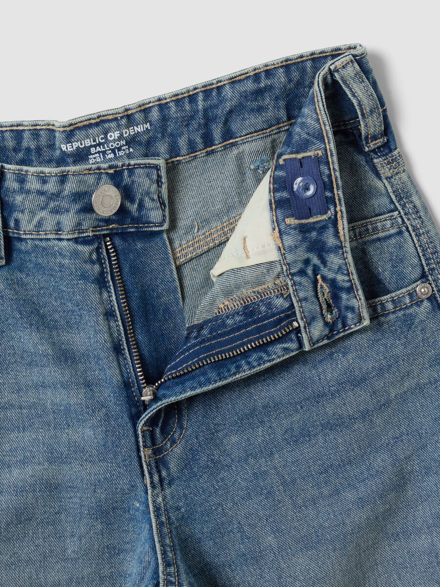 Blue denim pure cotton balloon-fit jeans_1