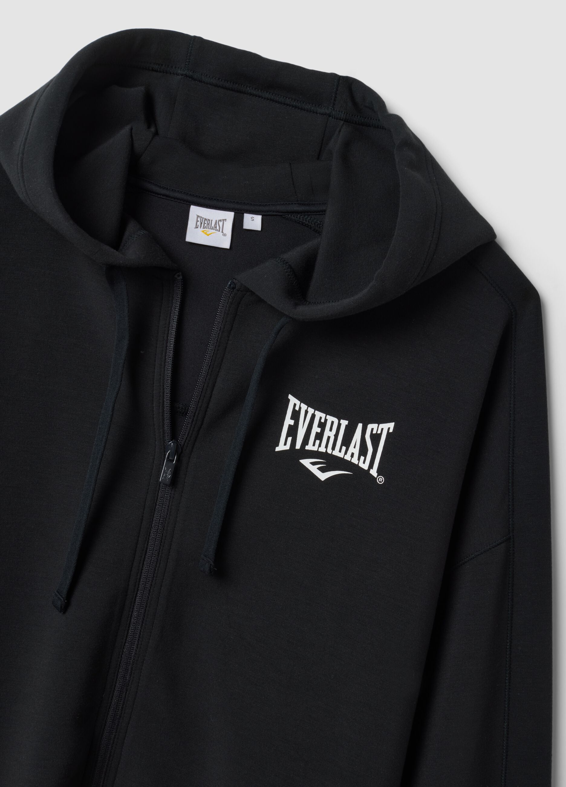 Black hooded sweatshirt in stretch viscose jersey, regular fit
