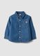 Blue denim shirt in pure cotton, regular fit, for boys_0