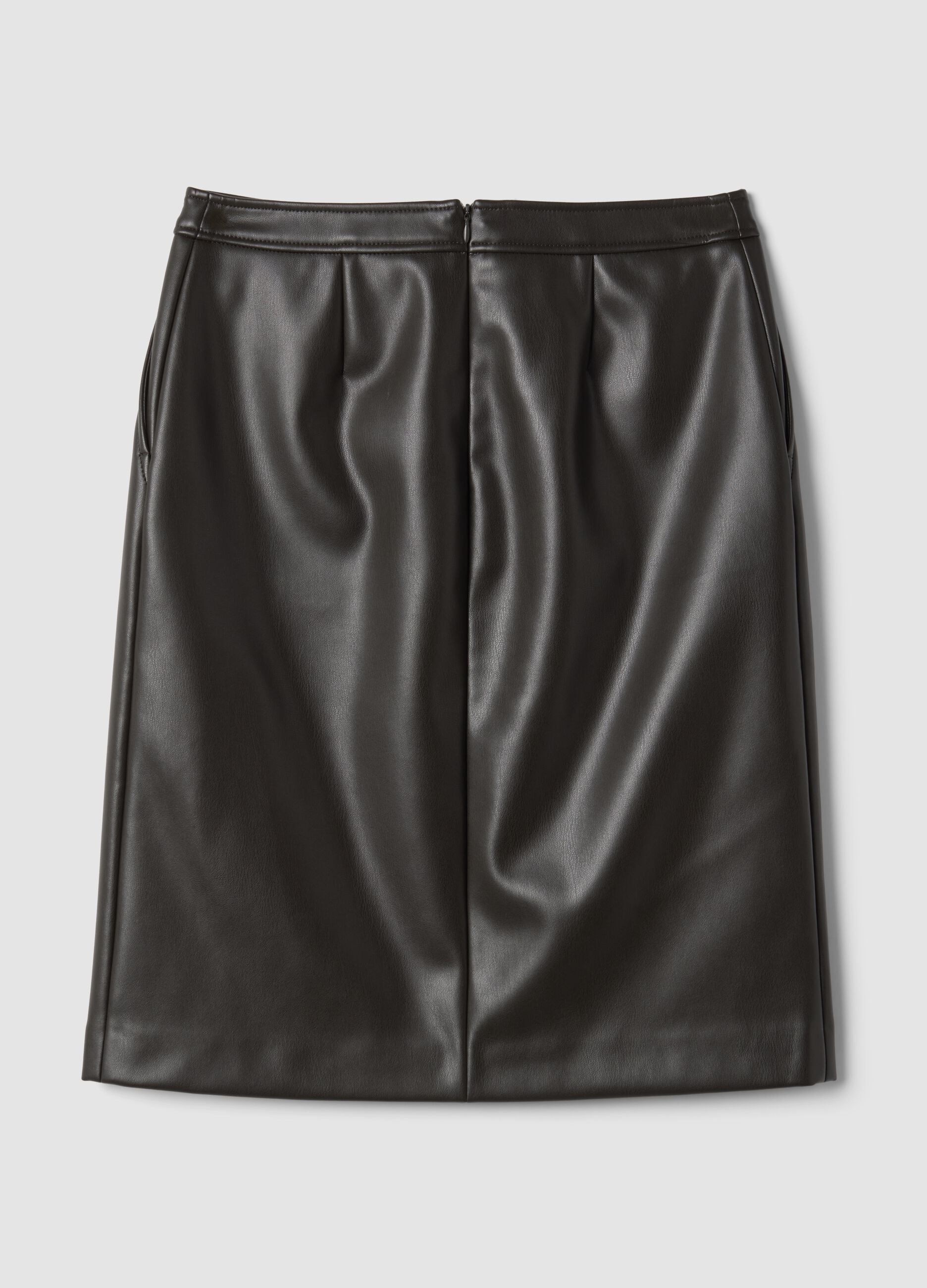 Black midi skirt with front slit