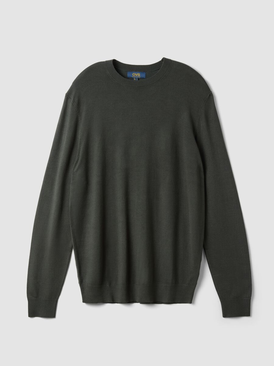 Green crew-neck jumper in viscose blend, regular fit_0