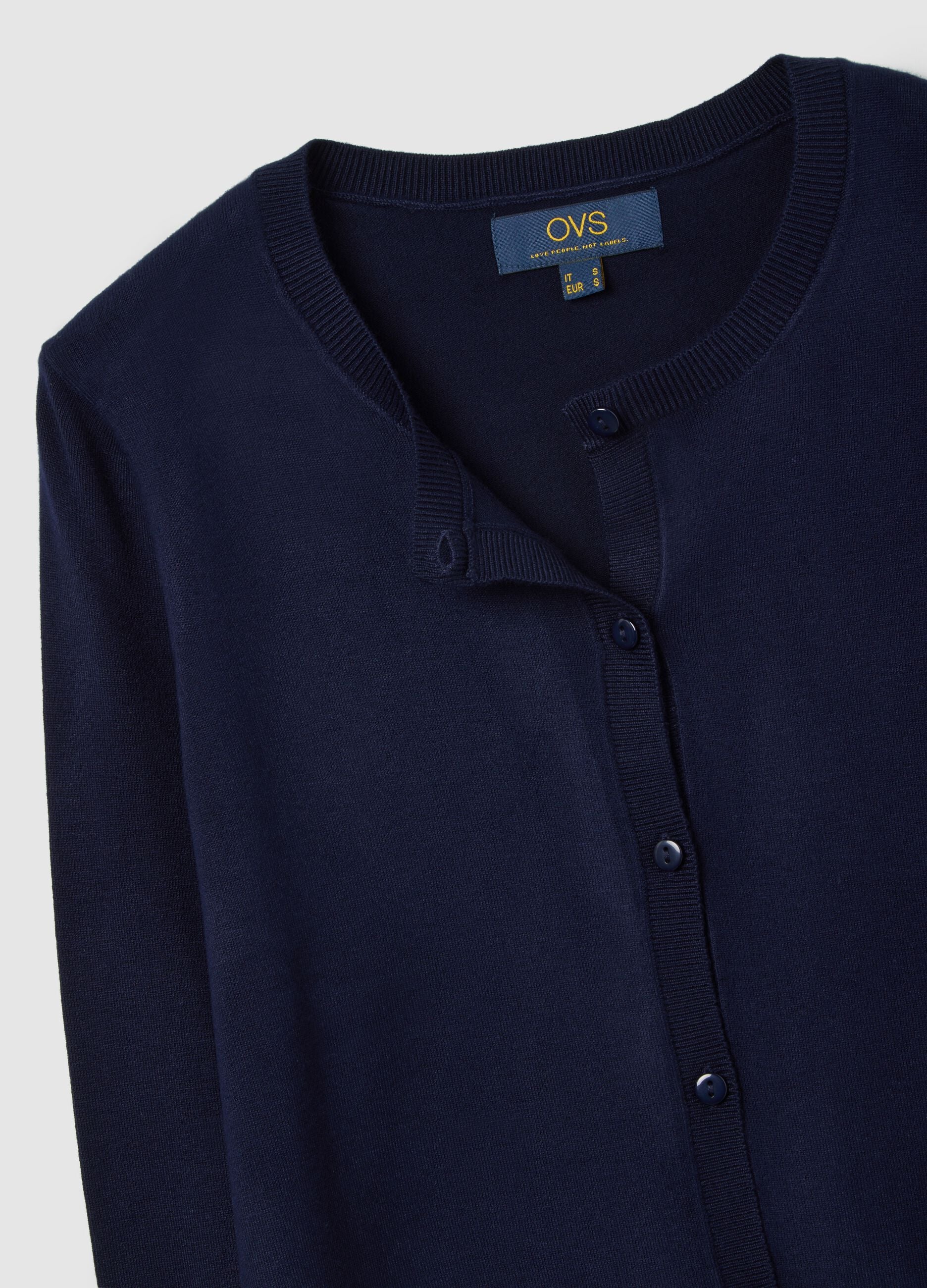 Regular fit blue cardigan with buttons