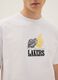 White pure cotton T-shirt with Los Angeles Lakers logo_3