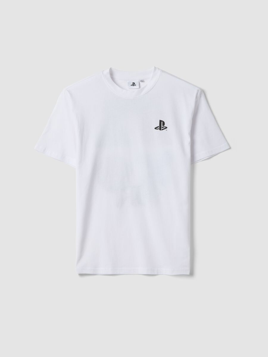 T-shirt bianca da ragazzo con logo Playstation in puro cotone relaxed fit_3