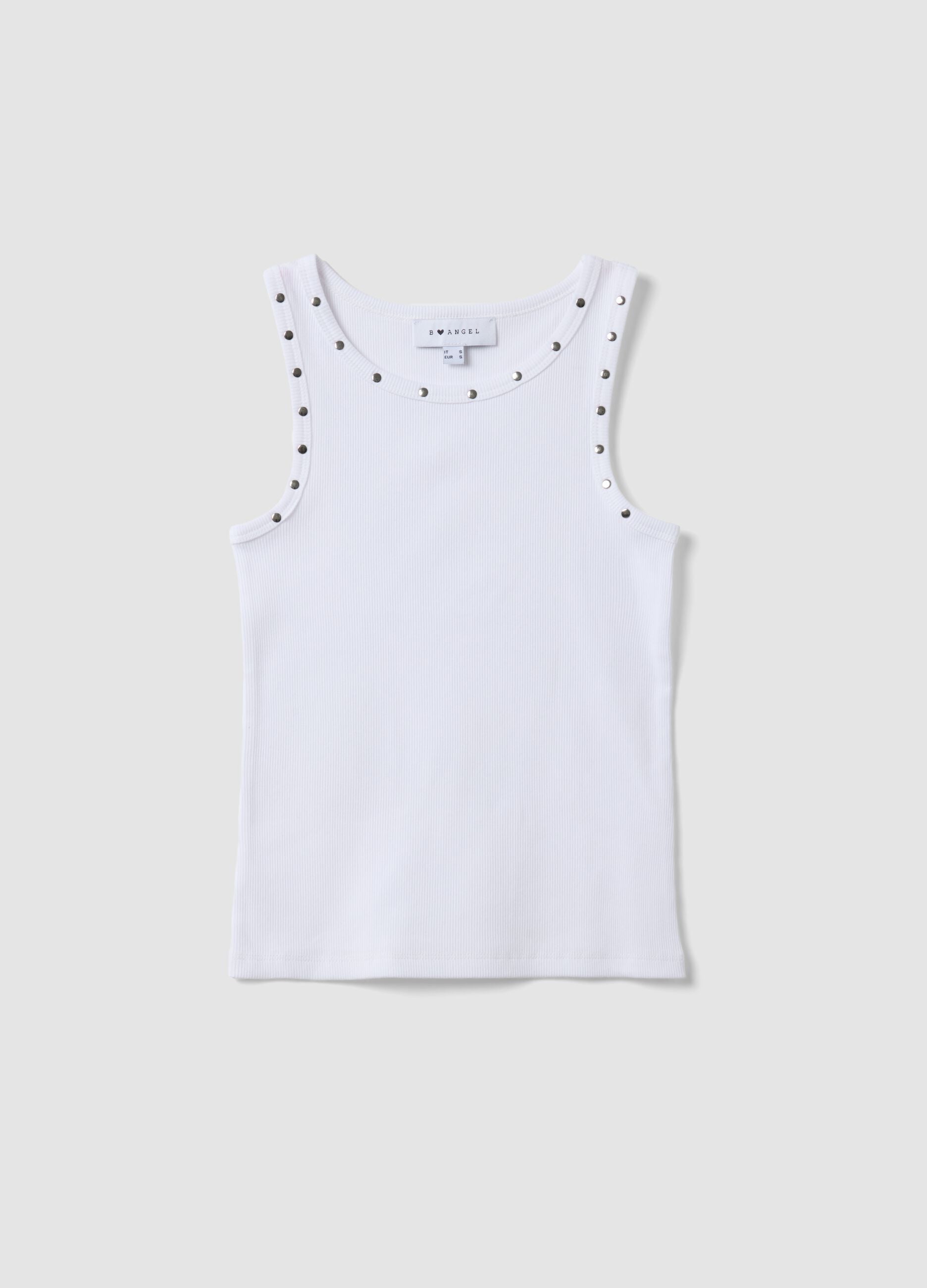 White stretch-cotton tank top