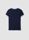 Blue stretch-cotton fitted T-shirt with contrast trims_1