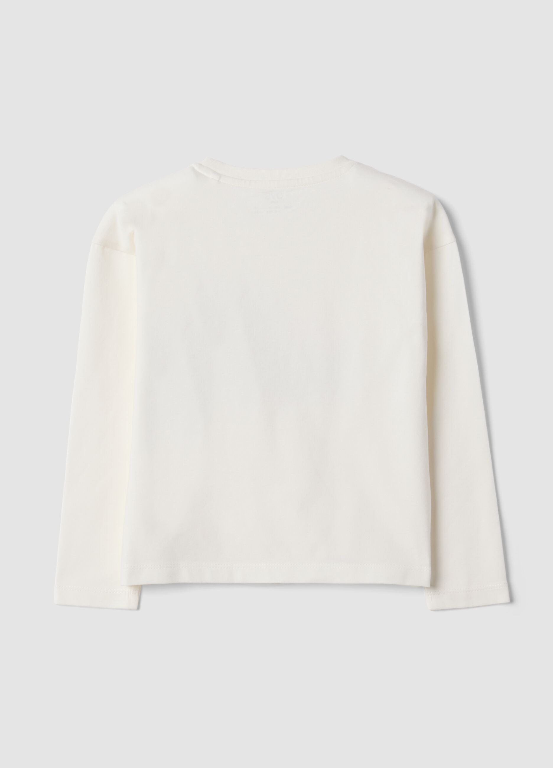 White stretch cotton crew-neck T-shirt