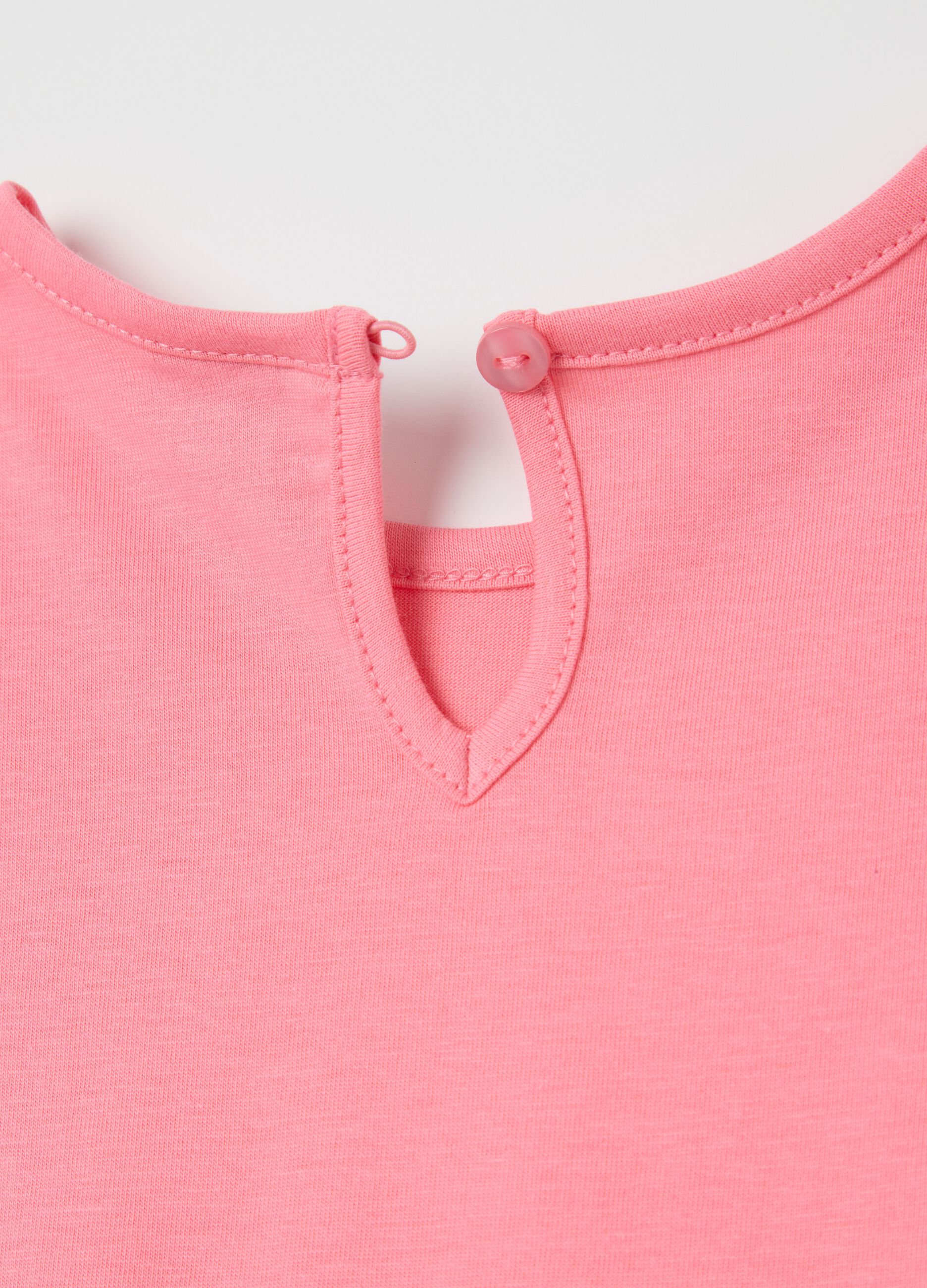 Girls&rsquo; pink dress in 100% cotton with puff sleeves