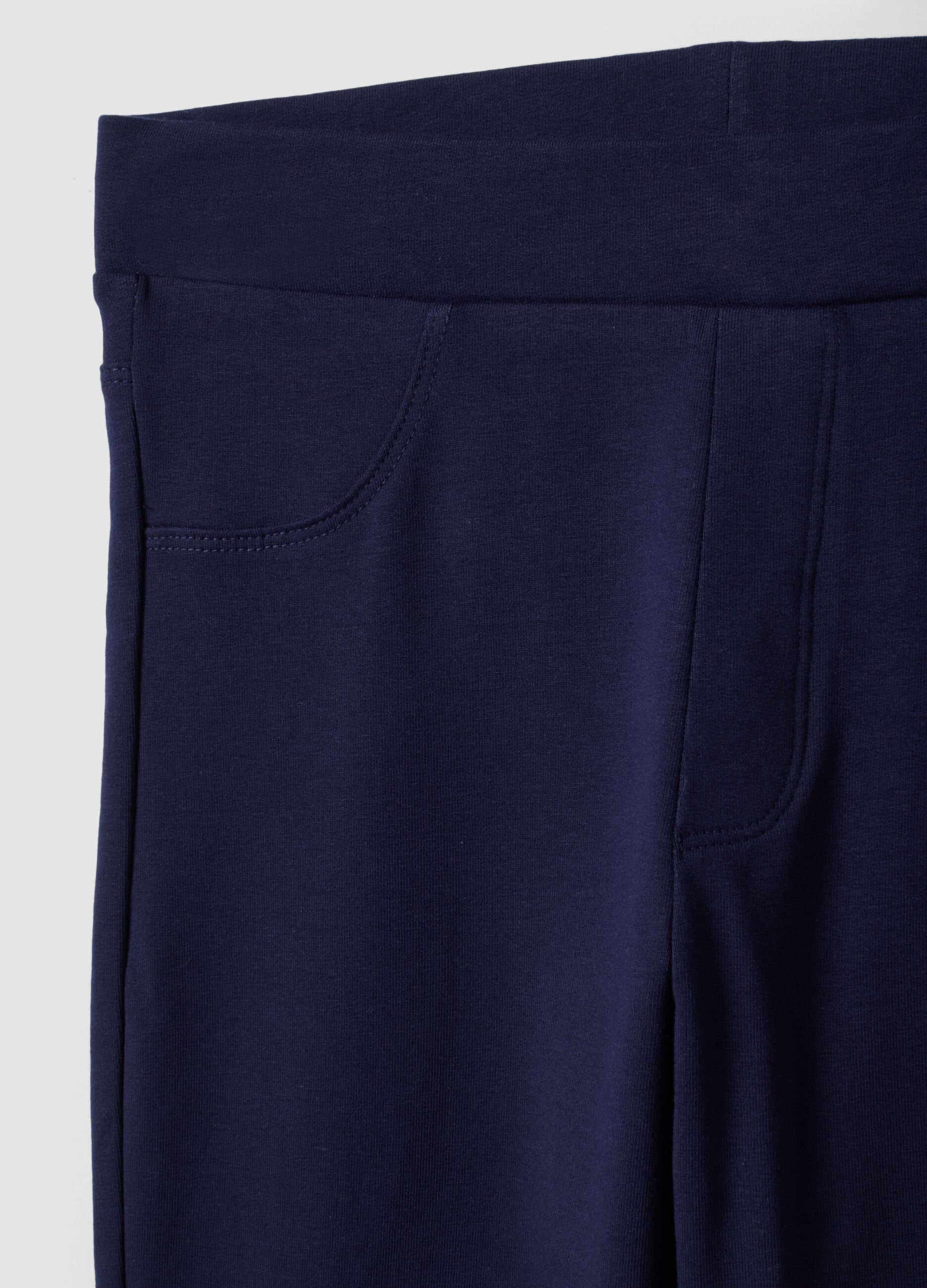 Girls&rsquo; blue slim-fit stretch organic cotton trousers