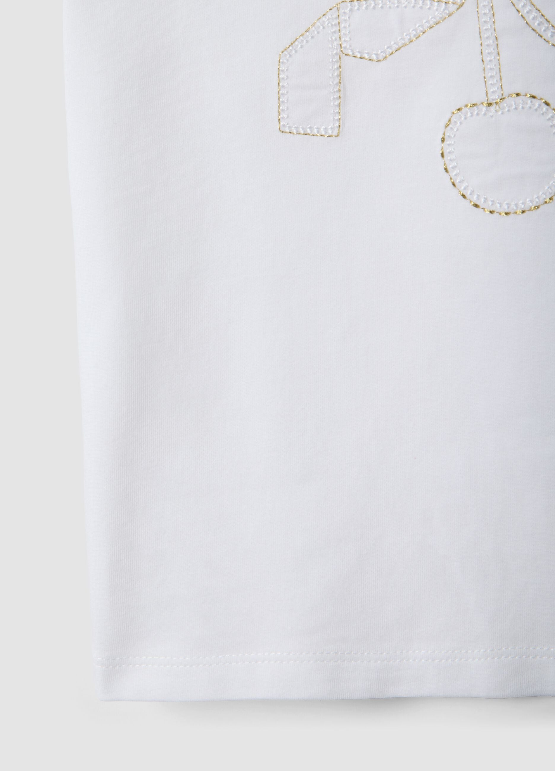 White stretch cotton girl's T-shirt regular fit