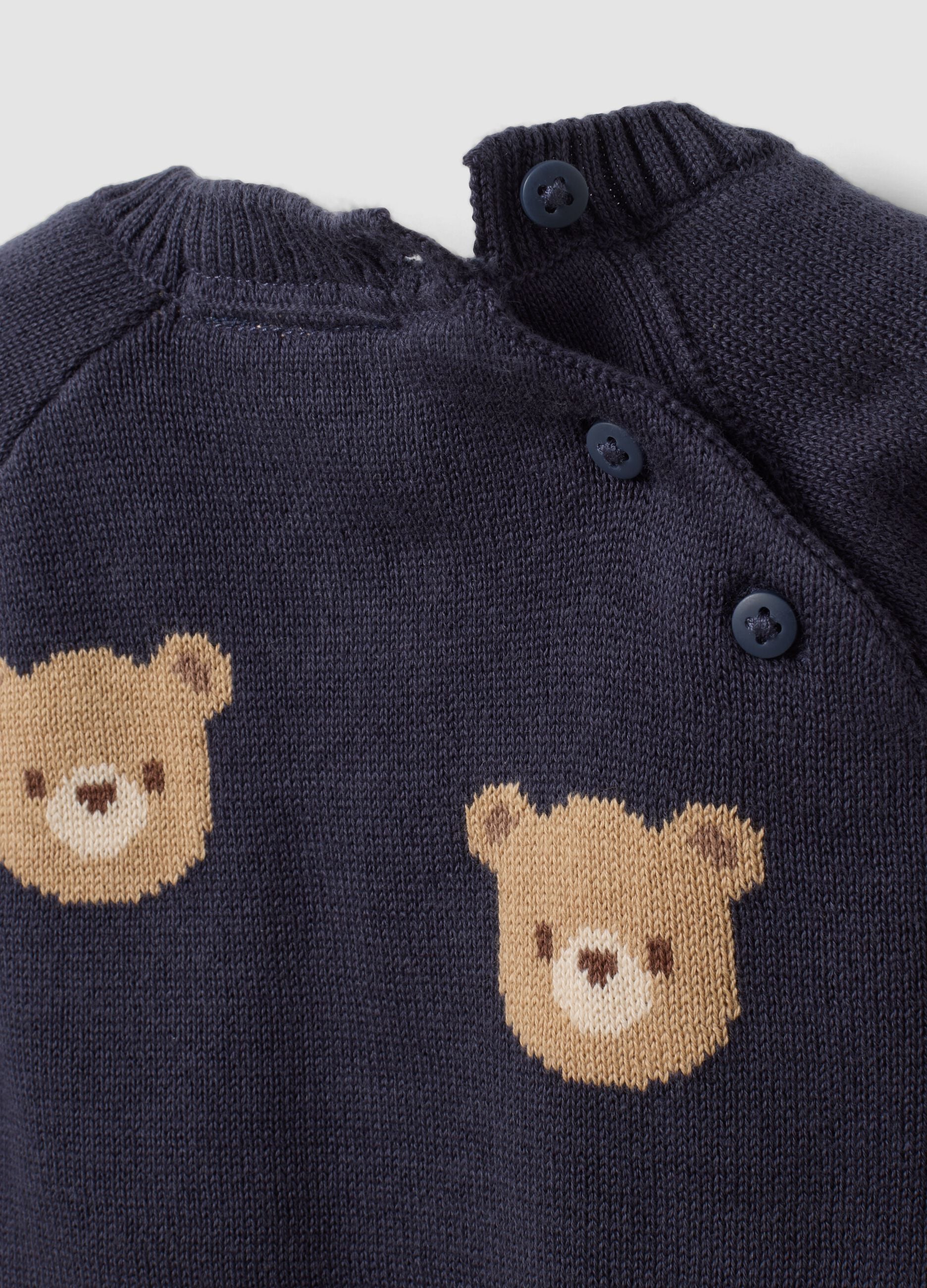 Black 100% cotton baby set with teddy bear top and trousers
