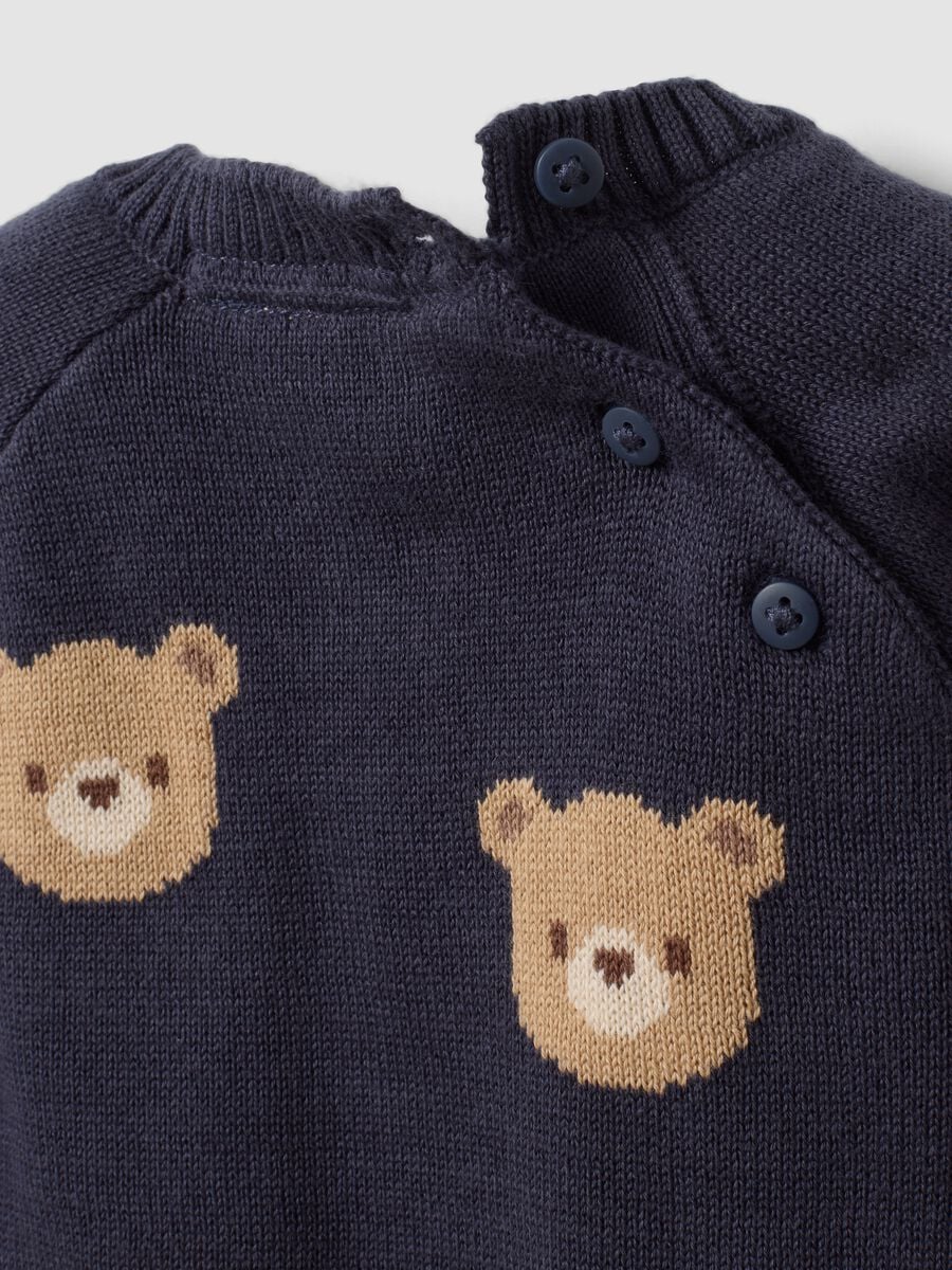 Black 100% cotton baby set with teddy bear top and trousers_3