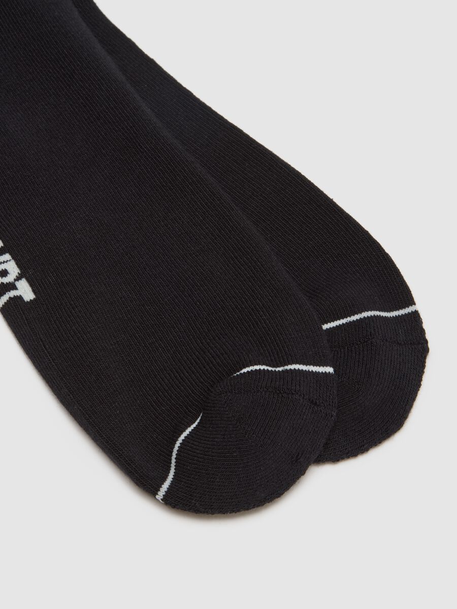 Bipack calze sportive in misto cotone nero con righe_1