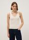 Beige regular fit stretch cotton tank top_0