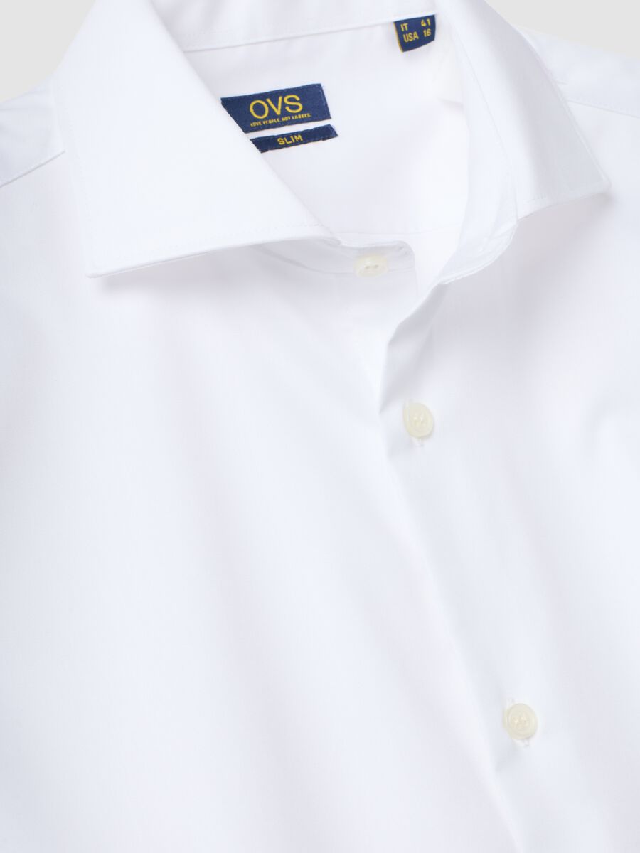 White slim-fit pure cotton shirt with French collar, non-iron_6