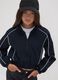 Black zip-up jacket with contrasting piping and high neck for girls_1