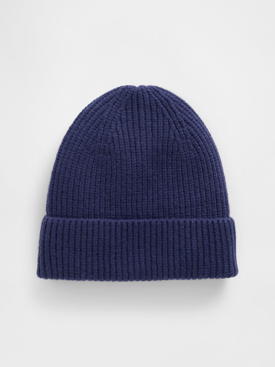 Blue beanie in cotton and acrylic blend_0