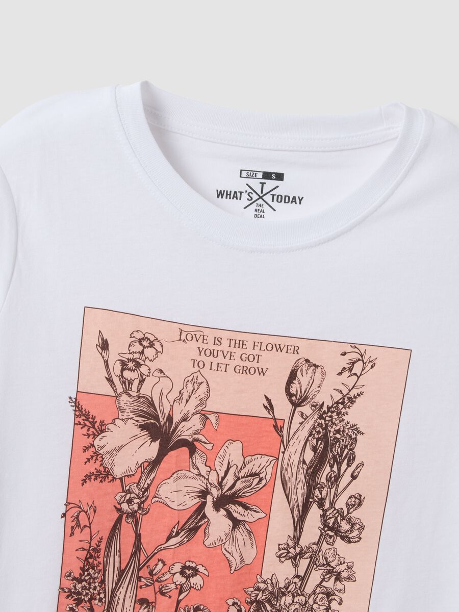 White pure cotton regular fit T-shirt with print_5